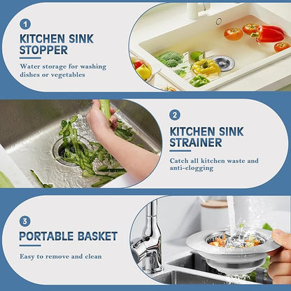Multi-Functional 3 in 1 Kitchen Sink Strainer Stopper Filter Tool