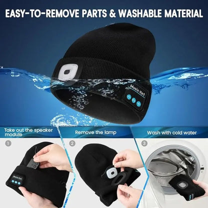 🎄LED Bluetooth Beanie Hat – Wireless Music Knit Cap with Light
