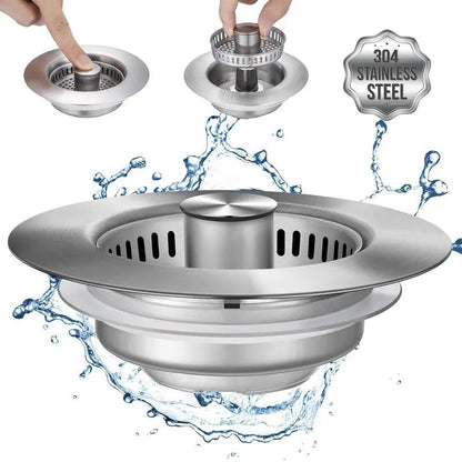 Multi-Functional 3 in 1 Kitchen Sink Strainer Stopper Filter Tool