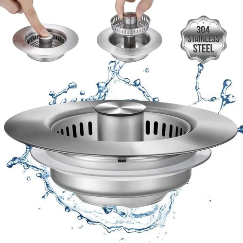 Multi-Functional 3 in 1 Kitchen Sink Strainer Stopper Filter Tool