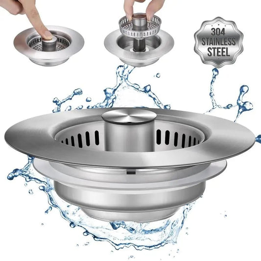 Multi-Functional 3 in 1 Kitchen Sink Strainer Stopper Filter Tool