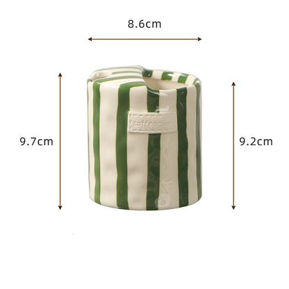 ☕️Vintage Hand-Painted Ceramic Mug – Striped Coffee Cup