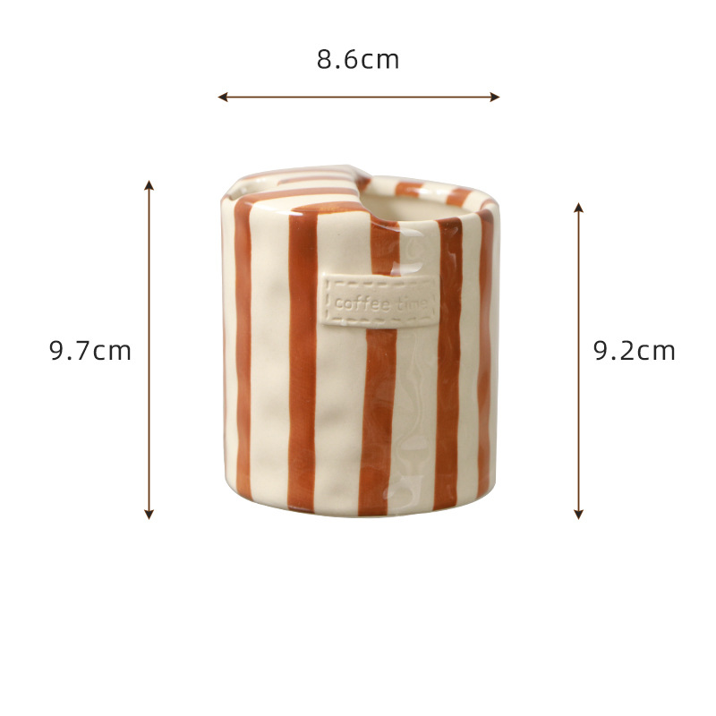 ☕️Vintage Hand-Painted Ceramic Mug – Striped Coffee Cup
