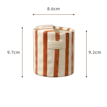 ☕️Vintage Hand-Painted Ceramic Mug – Striped Coffee Cup