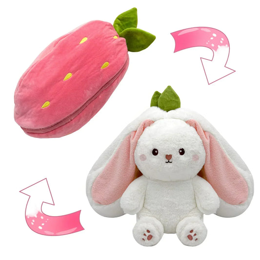 🎅Nice Gift🍓Strawberry Bunny Transformed into Little Rabbit🎀 Fruit Doll Plush Toy🐰