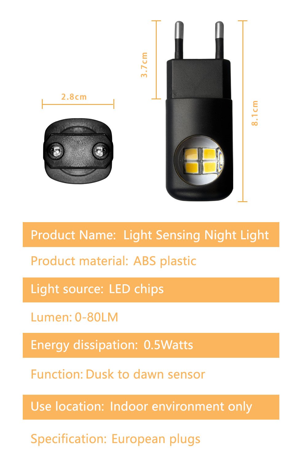 🌙LED Wall Socket Night Light – Smart Plug-in Lamp with Auto Sensor for Home