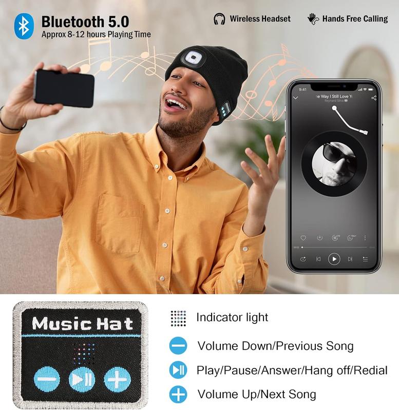 🎄LED Bluetooth Beanie Hat – Wireless Music Knit Cap with Light