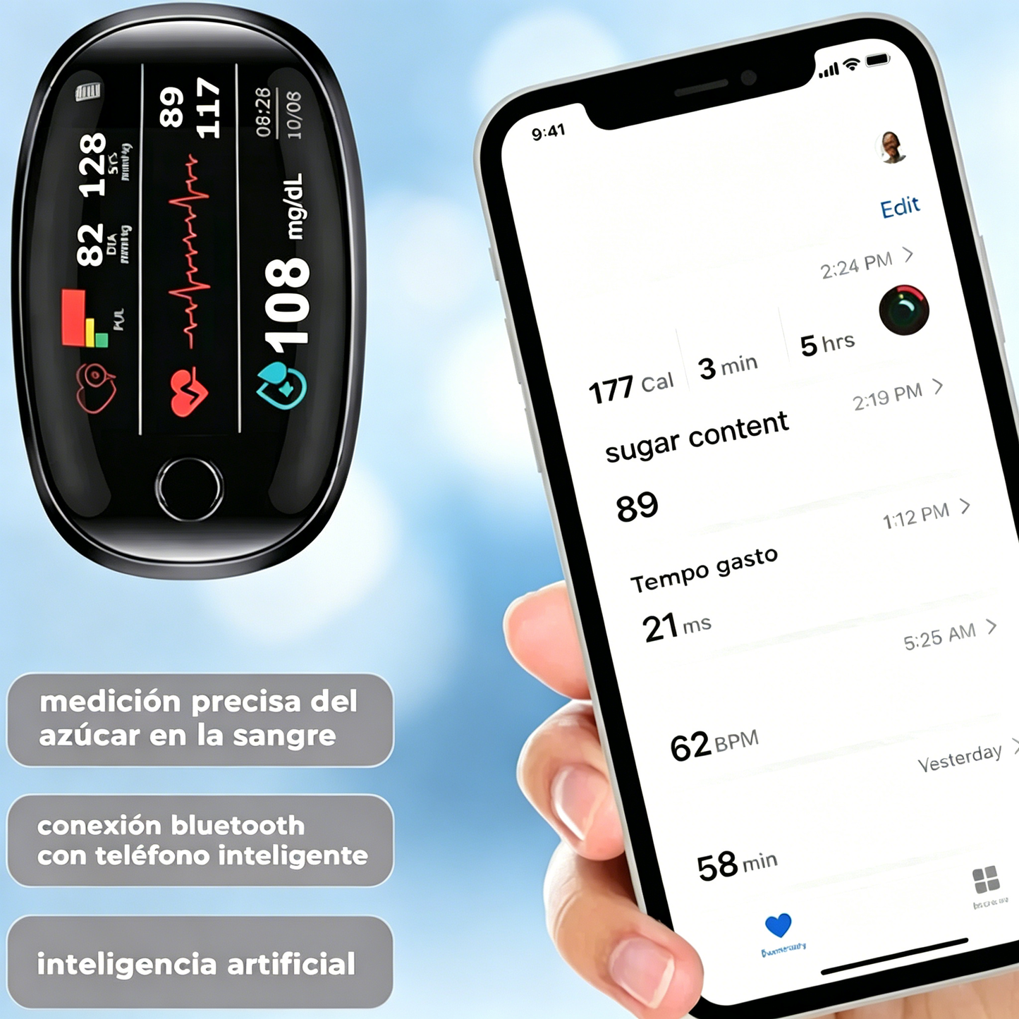 🔥Final 1 Hours : Only Limited Stock Left🏆KLENIMORE™ Non-Invasive Blood Glucose Meter 99.9% Accuracy （Mayo Clinic Recommended）
