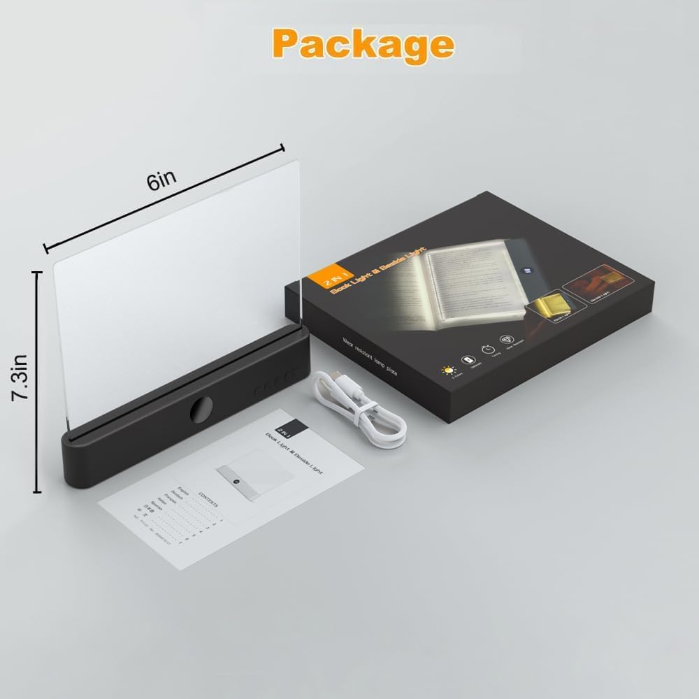 ✨️Rechargeable LED Book Light – Flat Reading Lamp with 3 Color Modes