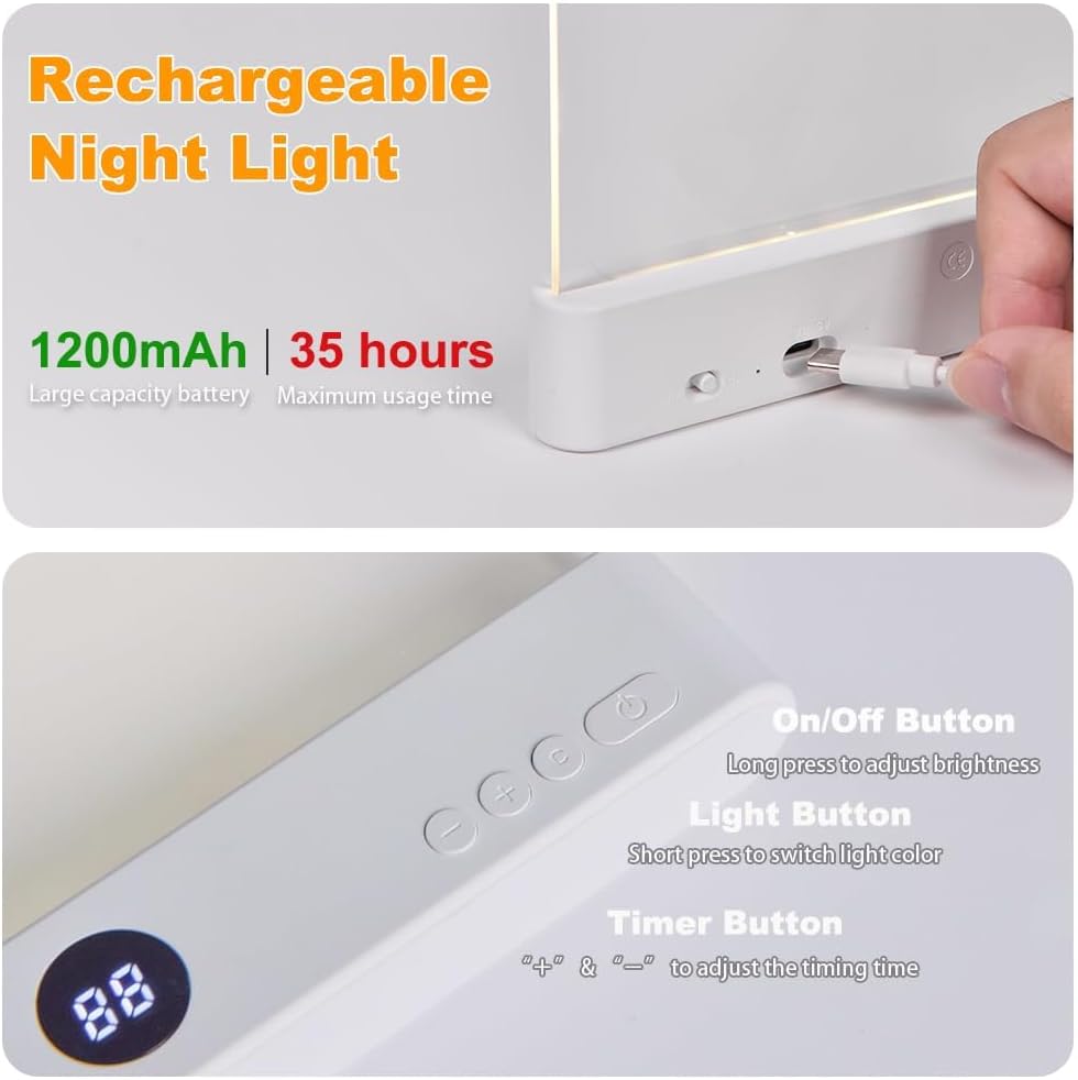 ✨️Rechargeable LED Book Light – Flat Reading Lamp with 3 Color Modes