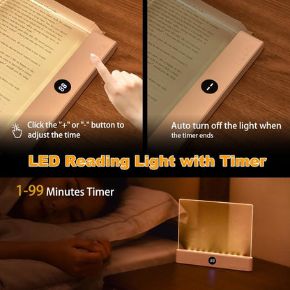 ✨️Rechargeable LED Book Light – Flat Reading Lamp with 3 Color Modes