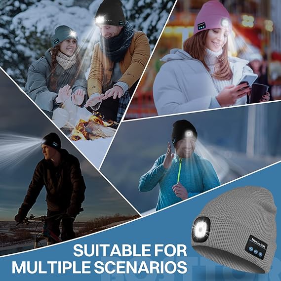 🎄LED Bluetooth Beanie Hat – Wireless Music Knit Cap with Light