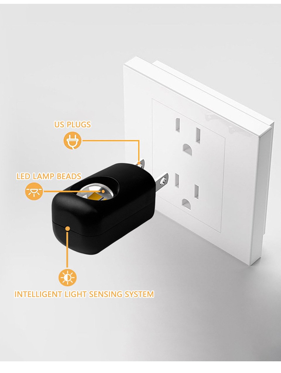 🌙LED Wall Socket Night Light – Smart Plug-in Lamp with Auto Sensor for Home