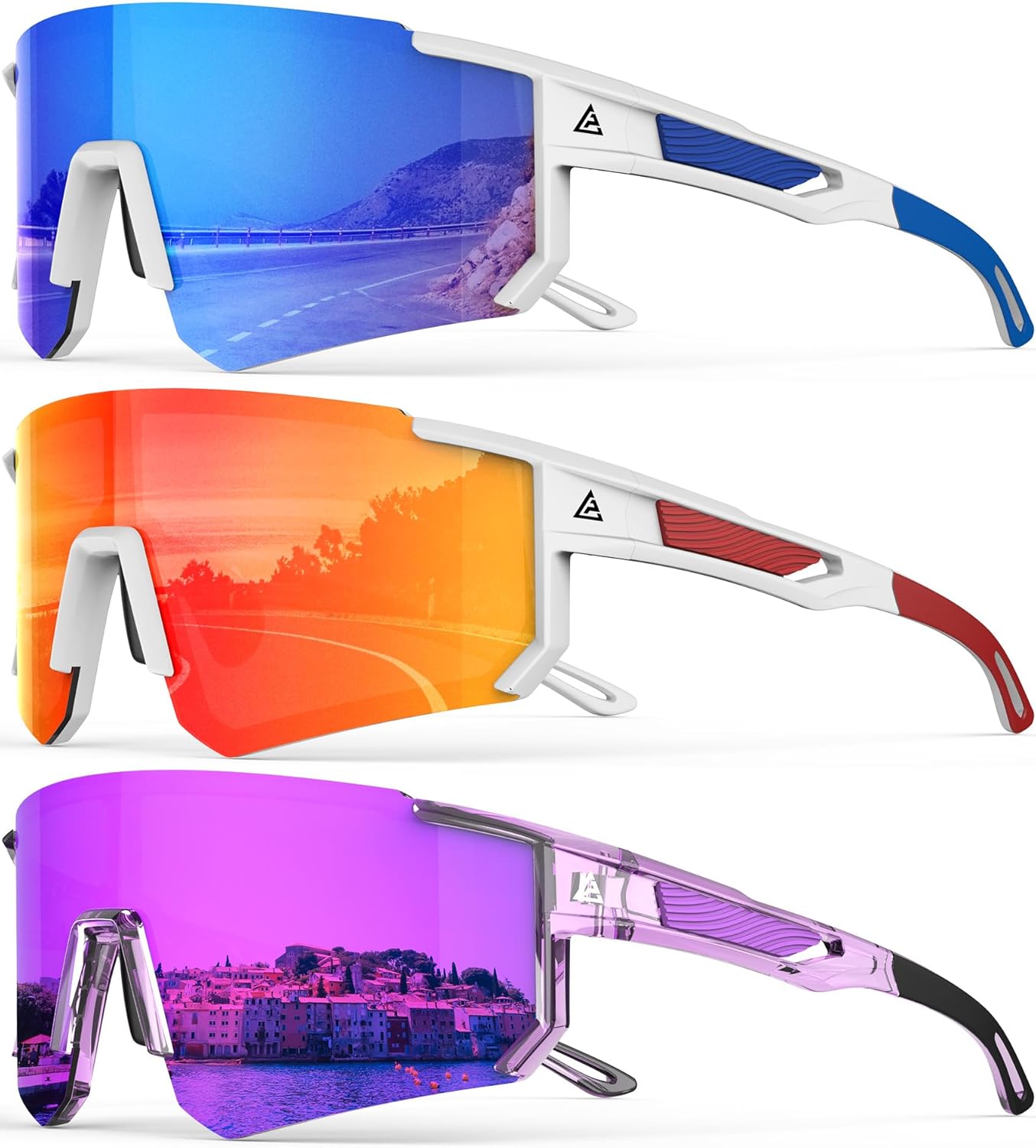 Men’s Polarized Sports Sunglasses – UV400 Wrap Around Shades for Cycling, Running & Out