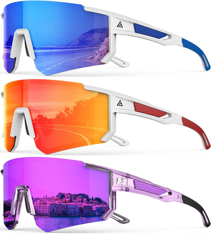 Men’s Polarized Sports Sunglasses – UV400 Wrap Around Shades for Cycling, Running & Out