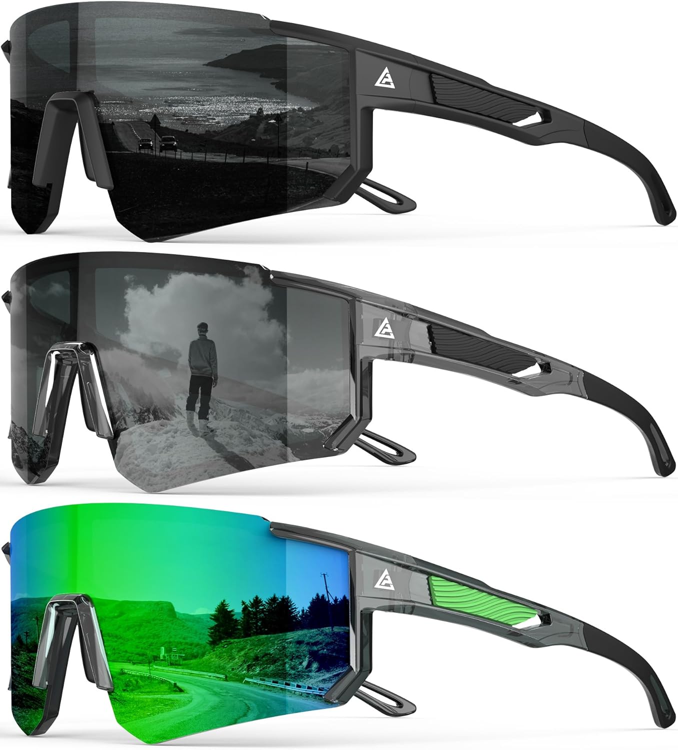 Men’s Polarized Sports Sunglasses – UV400 Wrap Around Shades for Cycling, Running & Out