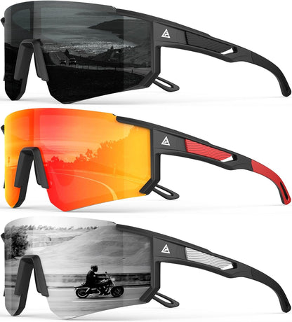 Men’s Polarized Sports Sunglasses – UV400 Wrap Around Shades for Cycling, Running & Out