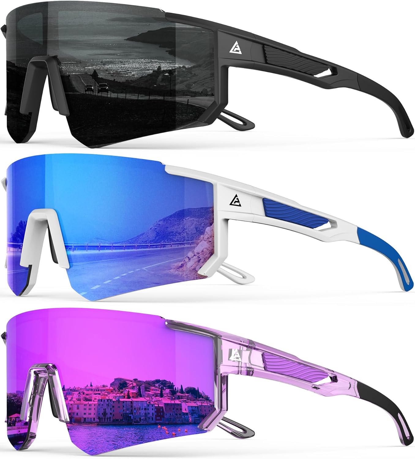 Men’s Polarized Sports Sunglasses – UV400 Wrap Around Shades for Cycling, Running & Out