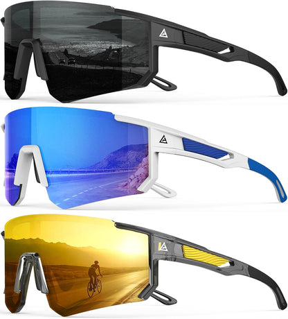 Men’s Polarized Sports Sunglasses – UV400 Wrap Around Shades for Cycling, Running & Out