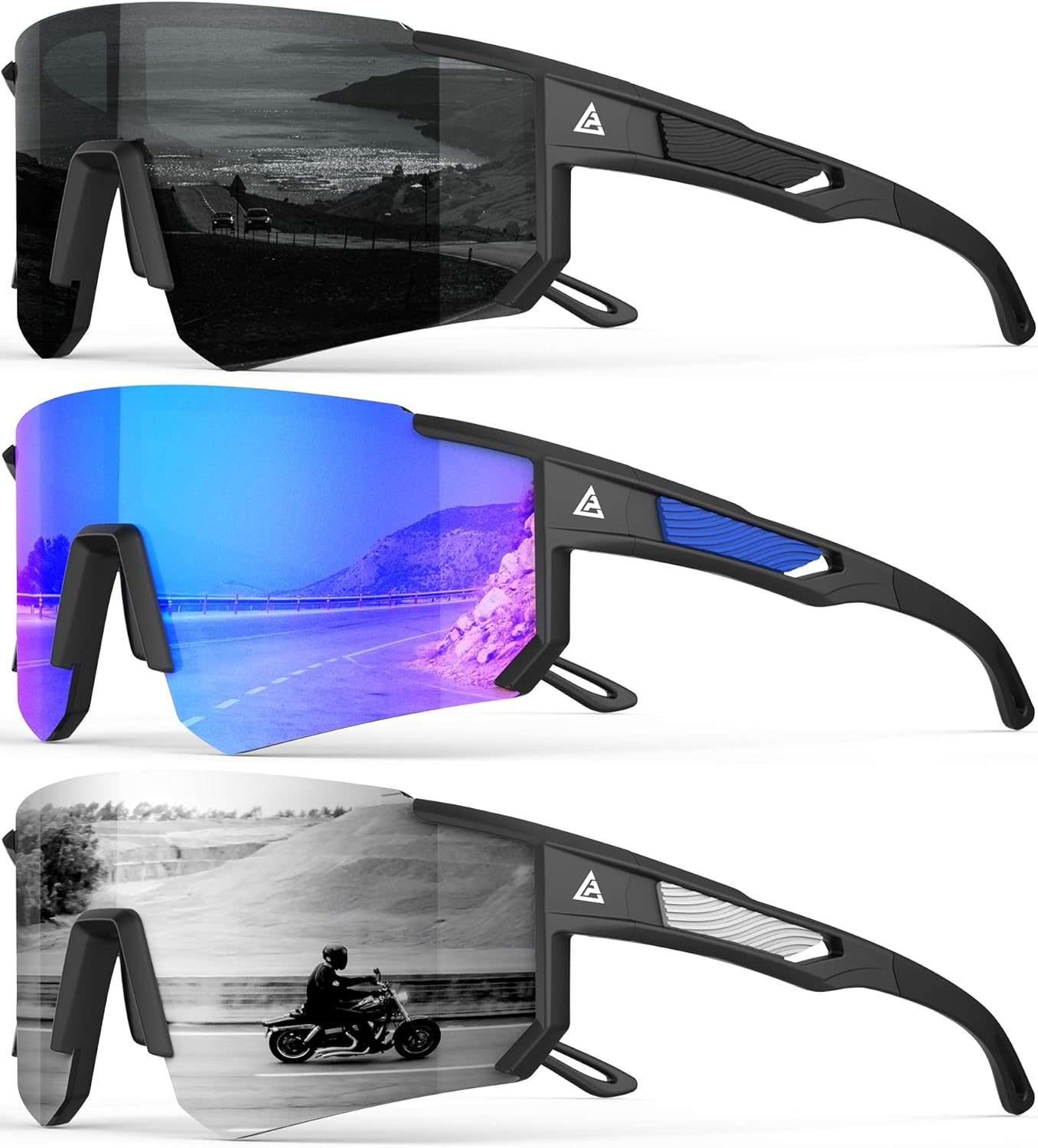 Men’s Polarized Sports Sunglasses – UV400 Wrap Around Shades for Cycling, Running & Out
