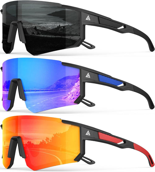 Men’s Polarized Sports Sunglasses – UV400 Wrap Around Shades for Cycling, Running & Out