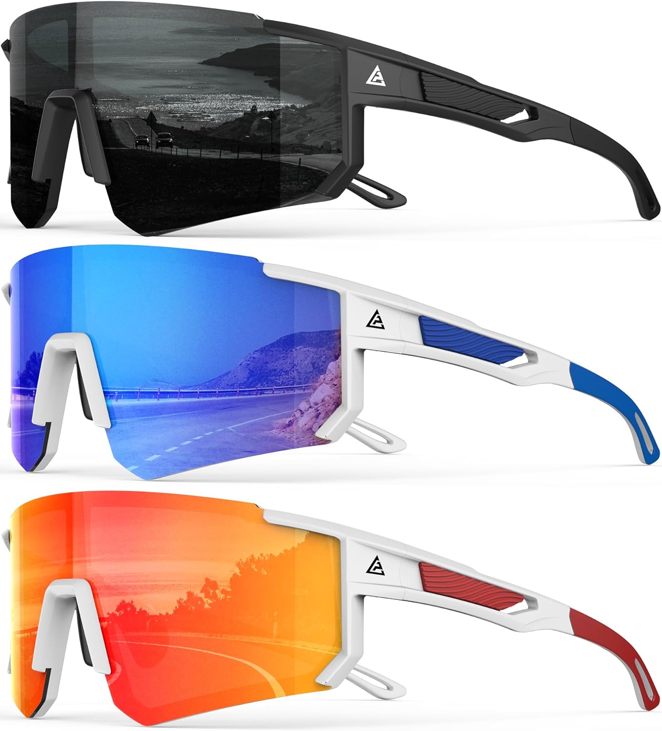 Men’s Polarized Sports Sunglasses – UV400 Wrap Around Shades for Cycling, Running & Out
