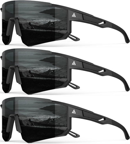 Men’s Polarized Sports Sunglasses – UV400 Wrap Around Shades for Cycling, Running & Out