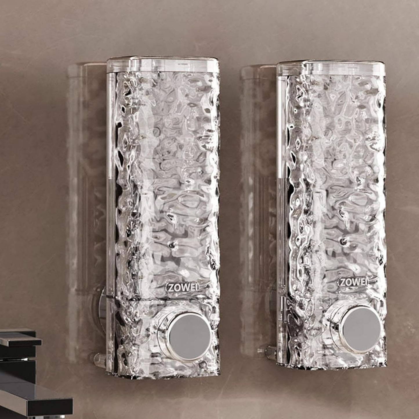 2-Pack Wall Soap Dispenser – Refillable Transparent Shower Bottles