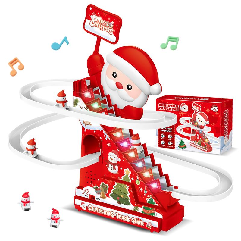 Christmas Electric Track Climbing Stairs Toy Set – Fun Slide Playset for Kids
