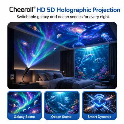 Cheeroll® NEXT-GEN SMART PROJECTION HD Smart Dynamic 5D Holographic Night Light Projector