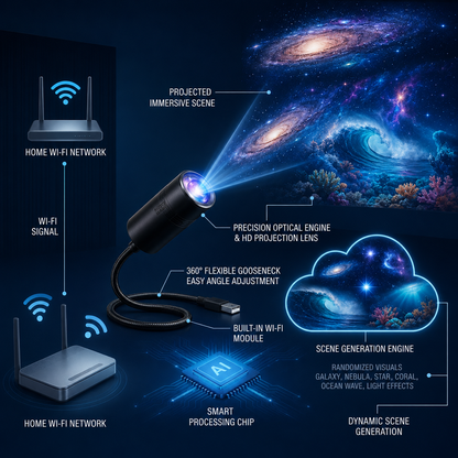 Cheeroll® NEXT-GEN SMART PROJECTION HD Smart Dynamic 5D Holographic Night Light Projector