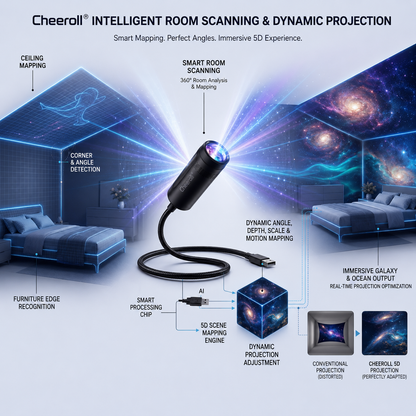 Cheeroll® NEXT-GEN SMART PROJECTION HD Smart Dynamic 5D Holographic Night Light Projector