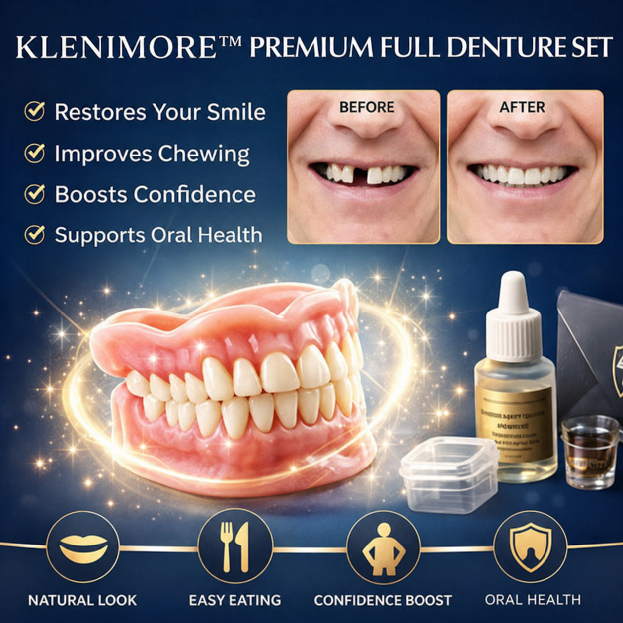 2026🏆✨LAST DAY SALE 70% OFF🔥 Newly upgraded second-generation KLENIMORE™ complete dentures