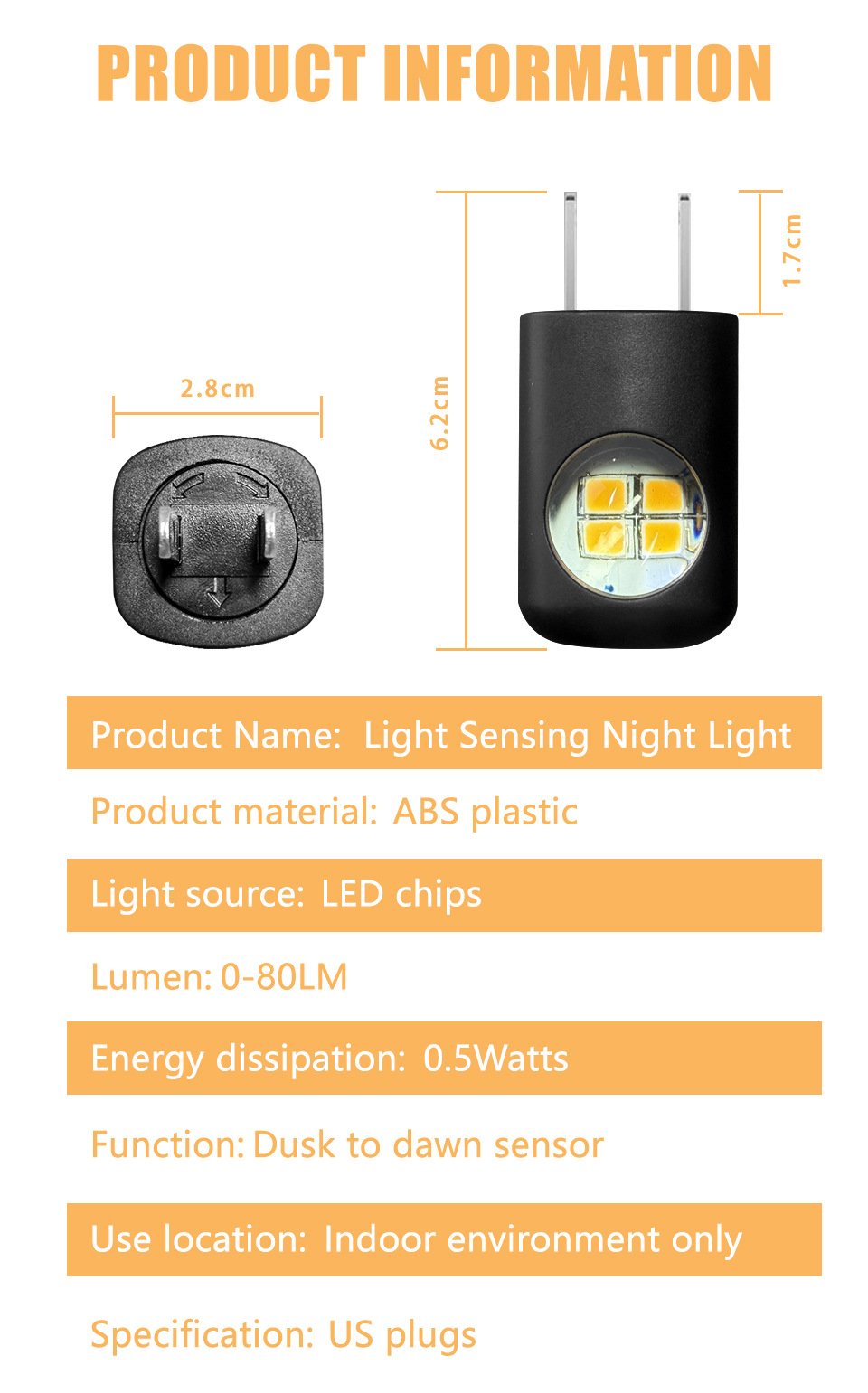 🌙LED Wall Socket Night Light – Smart Plug-in Lamp with Auto Sensor for Home