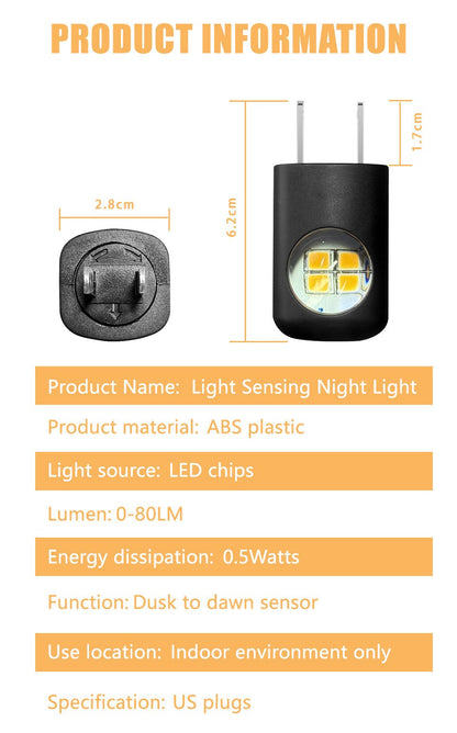 🌙LED Wall Socket Night Light – Smart Plug-in Lamp with Auto Sensor for Home