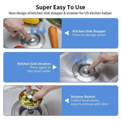 Multi-Functional 3 in 1 Kitchen Sink Strainer Stopper Filter Tool