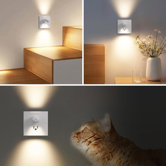 🌙LED Wall Socket Night Light – Smart Plug-in Lamp with Auto Sensor for Home