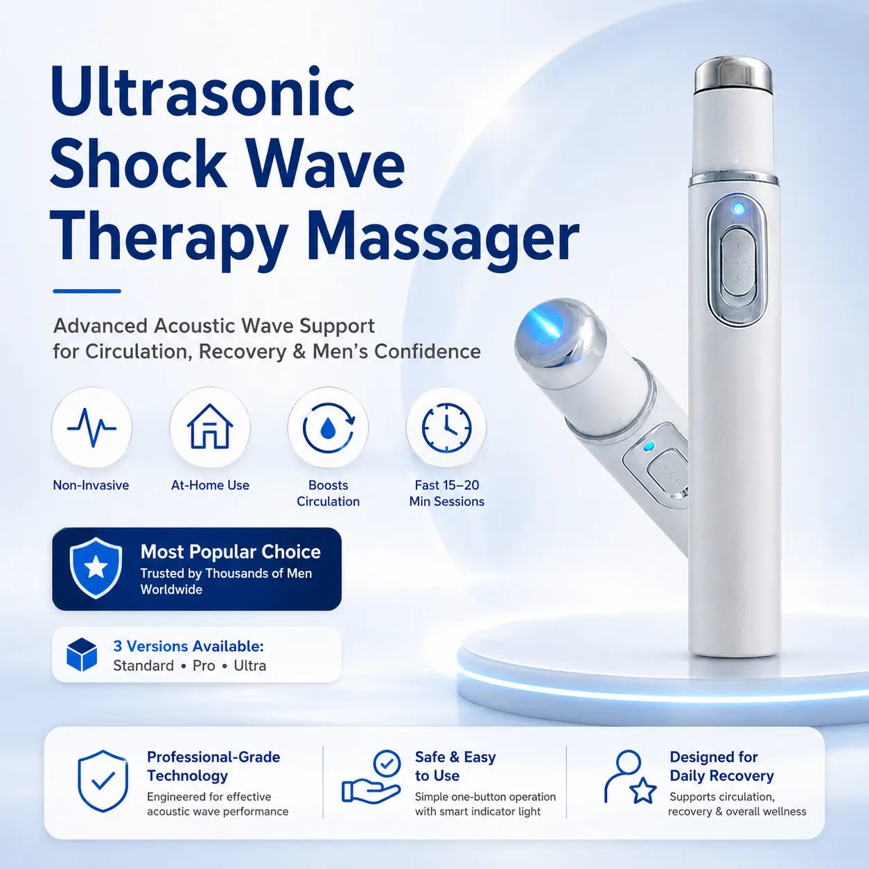 ⚡ Advanced Acoustic Shockwave Therapy Restores penile tissue health to boost erection rigidity, stamina & male performance confidence 💪 Soothes muscle soreness, joint stiffness and tendon discomfort
