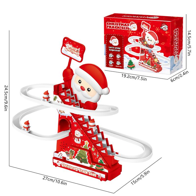 Christmas Electric Track Climbing Stairs Toy Set – Fun Slide Playset for Kids