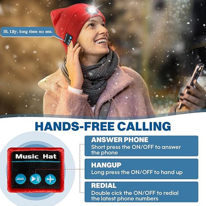 🎄LED Bluetooth Beanie Hat – Wireless Music Knit Cap with Light