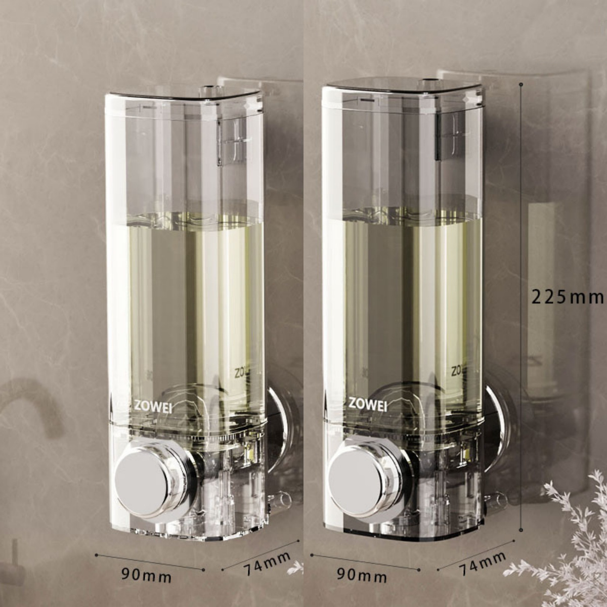 2-Pack Wall Soap Dispenser – Refillable Transparent Shower Bottles