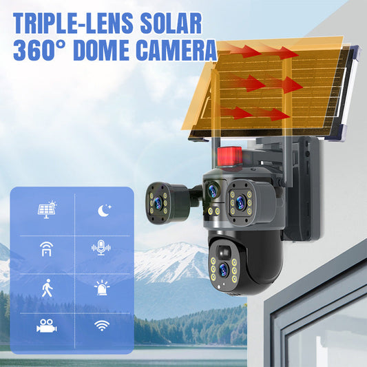 Triple-Lens Solar 360 Dome Camera