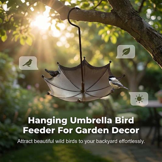 🐦 LIMITED-TIME 50% OFF! ✨ Hanging Umbrella Bird Feeder & Bath – Dual-Use, Rust-Resistant, Vintage Garden Decor ☂️